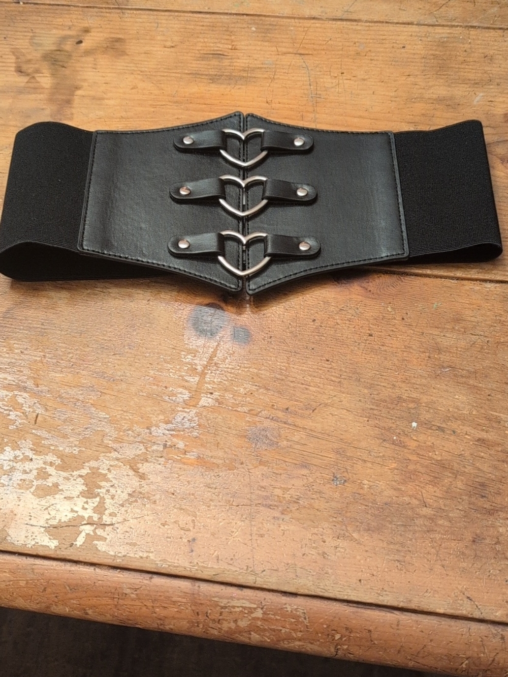 Black Elastic Waist Belt with Decorative Buckles
